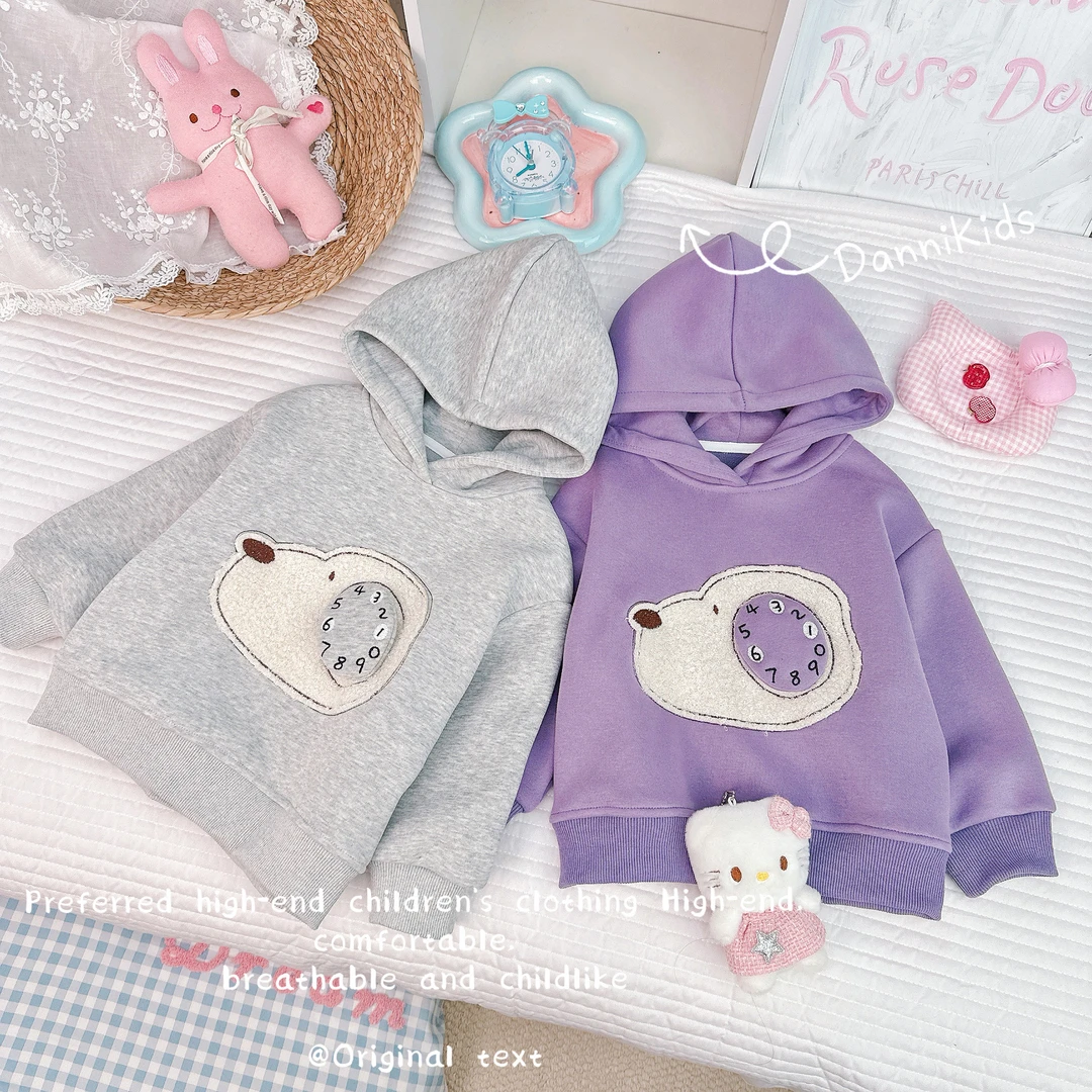 「Dannirabbit」【酷狗狗】冬款&纯色时尚女童加绒连帽卫衣【G-5710】