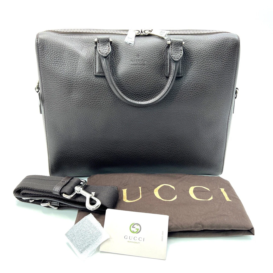 99新 GUCCI/古驰 99新 古驰 黑咖色全皮公文包 尺寸36/28