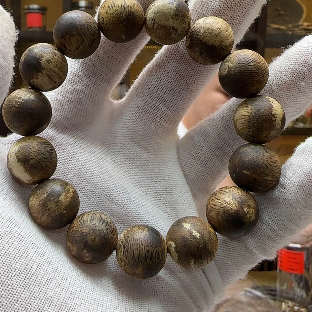 沉香手串大**山国香棋楠老白棋念珠1.5mm17.7g