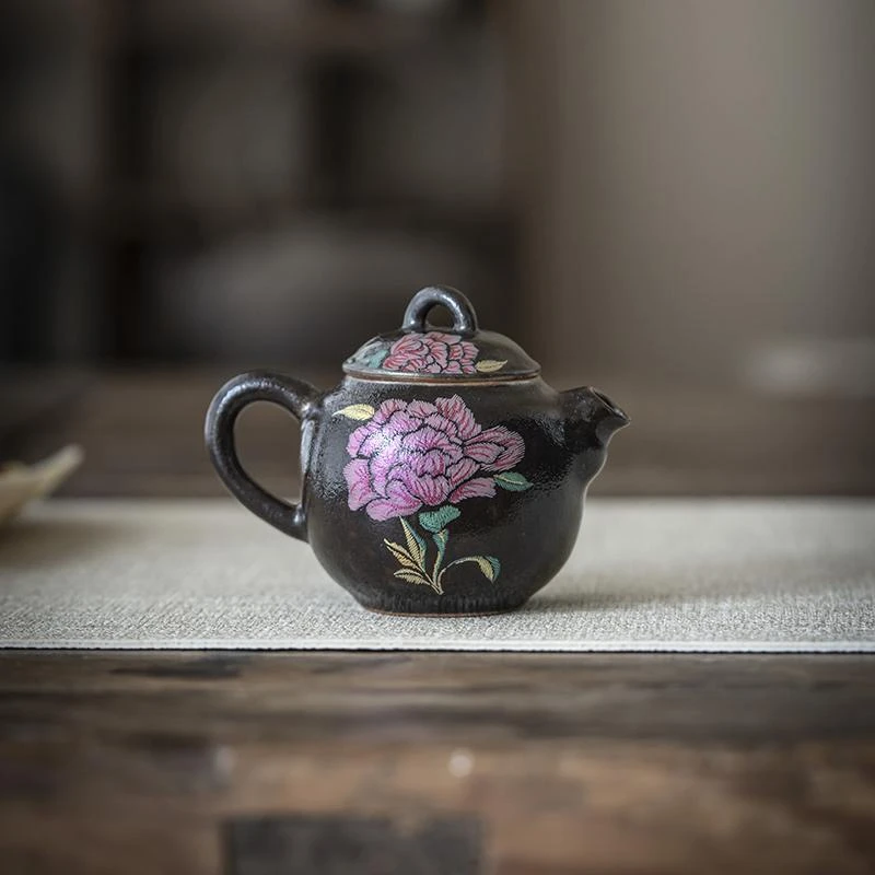 【荼梦令】牡丹缂丝短嘴梨壶54ml