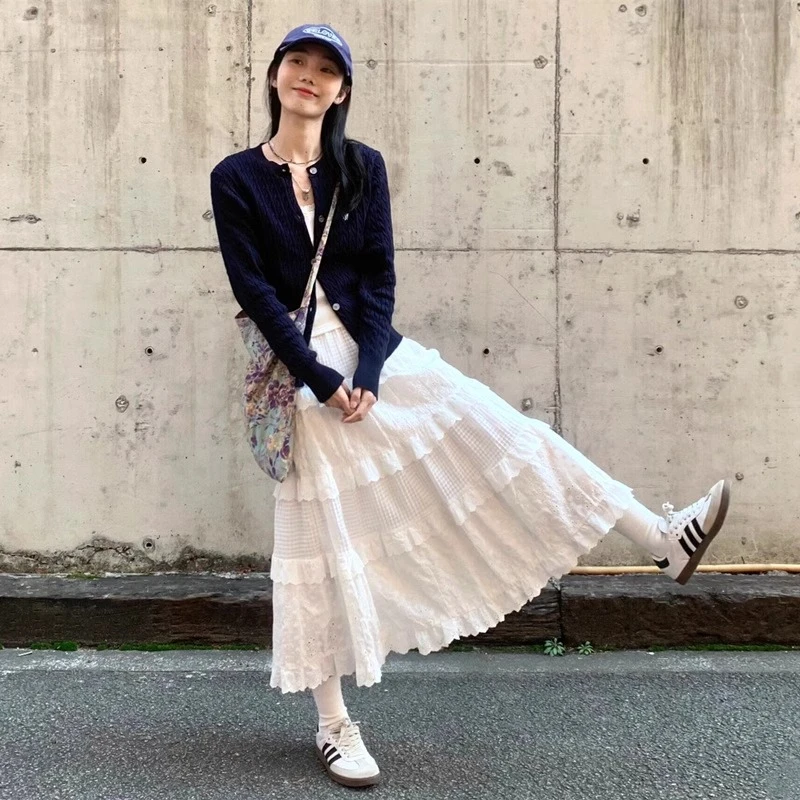 白色法式蓬蓬裙女春秋夏2025新款气质仙女a字半身裙芭蕾蛋糕裙子