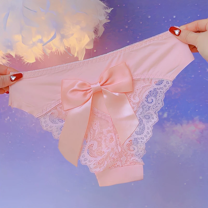新品蕾丝蝴蝶结性感无痕内裤火辣欧美低腰女士三角裤