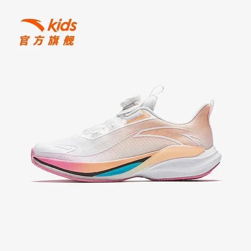 安踏儿童女大童跑鞋2025春季款舒适防滑犟弹旋钮运动鞋-322515504