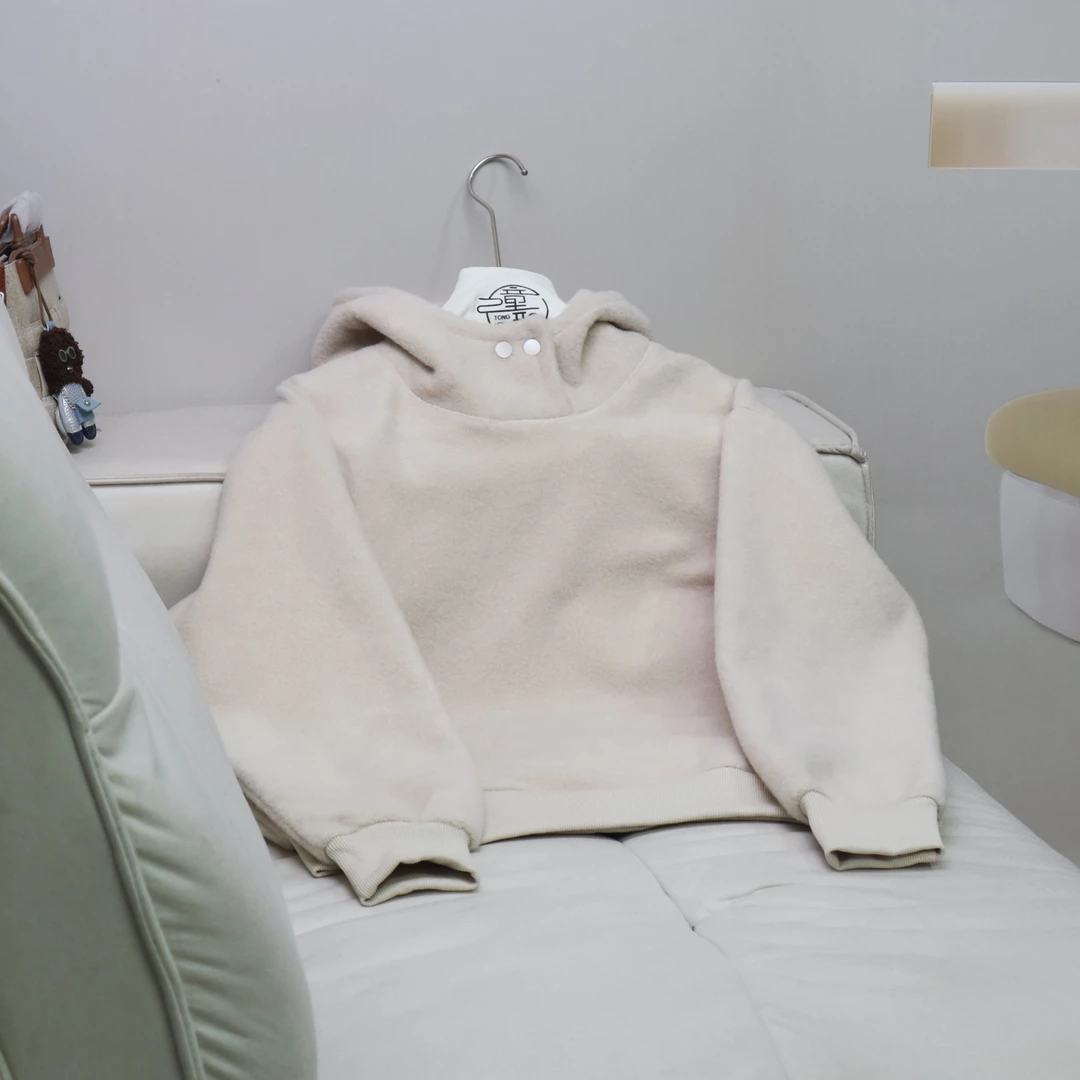 【13143】高品质原创设计米色百搭简约款连帽卫衣星