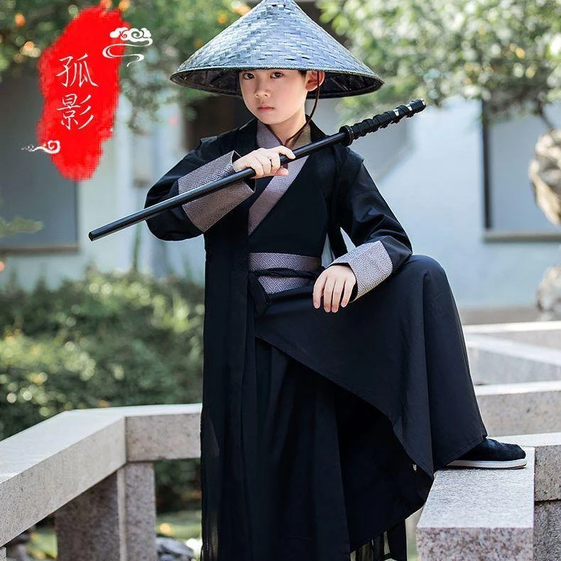 汉服男童春秋儿童古装侠客装冬季男孩大侠风宋制学生国学演出服装