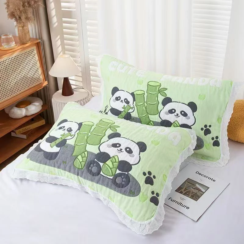 泡芙枕巾纯棉纱布枕巾一对装新款高档情侣加大加厚成人花边可爱