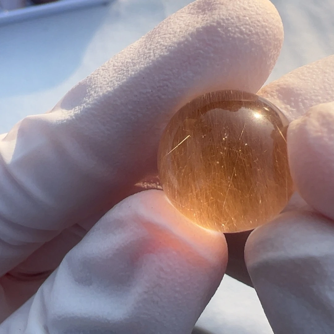 水晶兔毛14mm定制打孔不退换未镶嵌温****