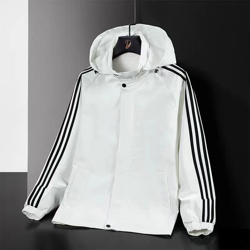 B47秋冬新爆款高品质秋季连帽条杠运动防风外套棒球服褂子