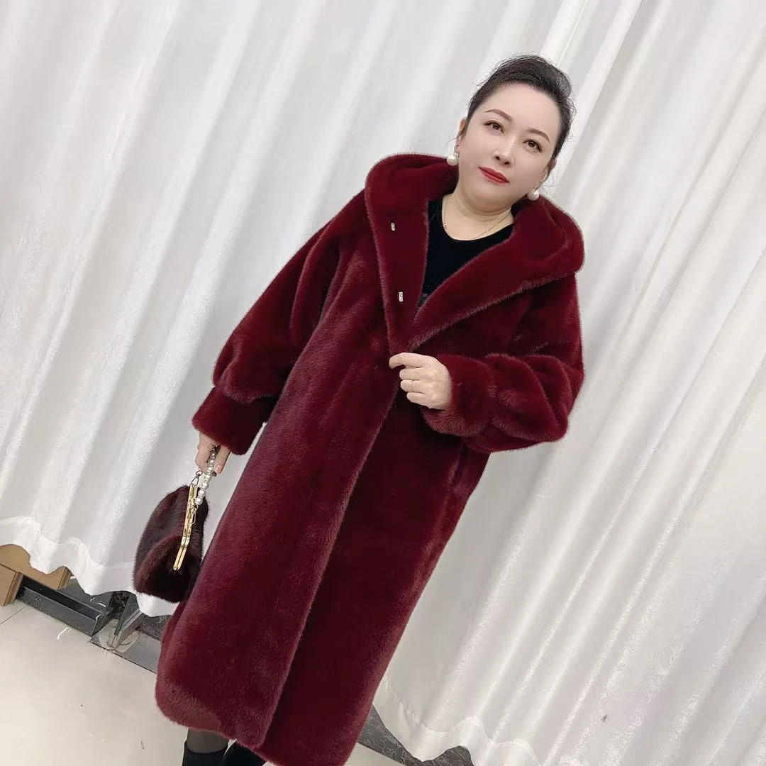 新款连帽中长款时尚百搭冬季大衣外套高端 加厚女士显瘦洋气宽松