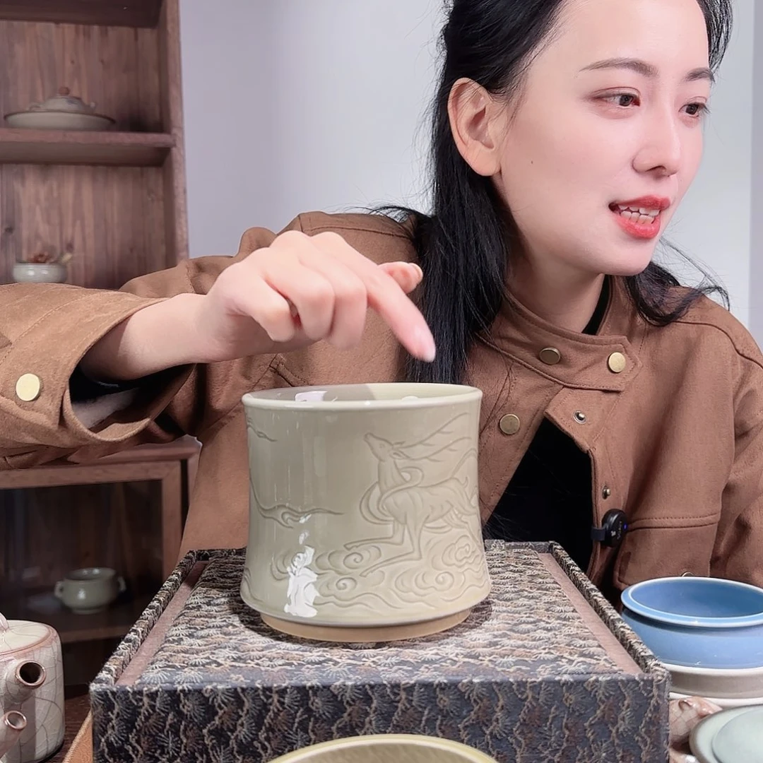 瓷摆件一路有你大水洗