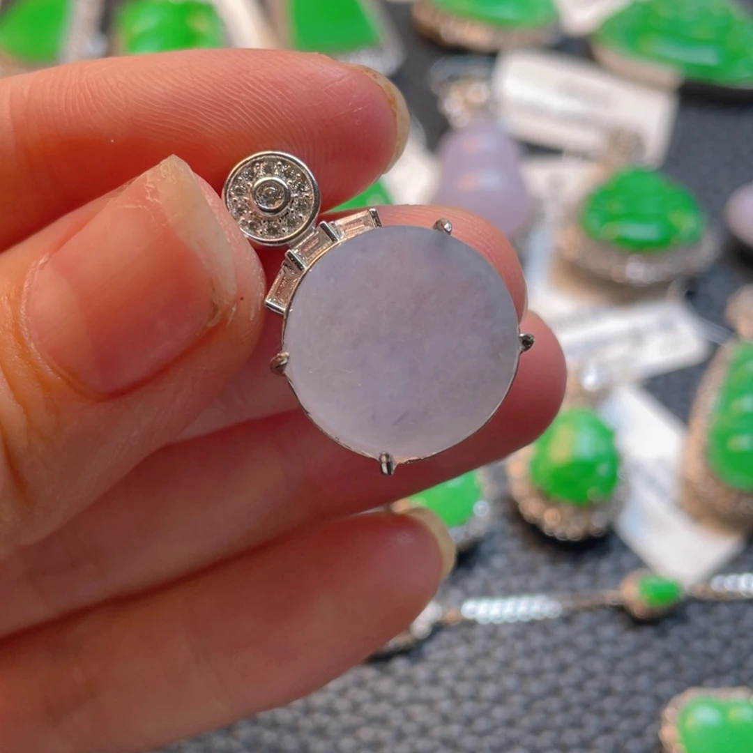 翡翠银S925镶嵌吊坠(不含链)