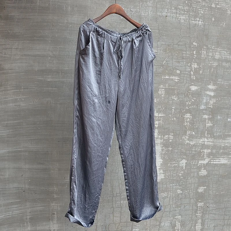 男士夏季薄款醋酸缎面长裤直筒裤丝滑巨舒适居家外穿休闲大码太极