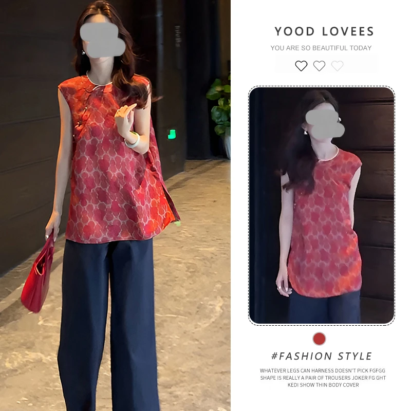 独特漂亮洋气高端上衣女2025夏季国风年轻款新中式立领无袖衬衫潮