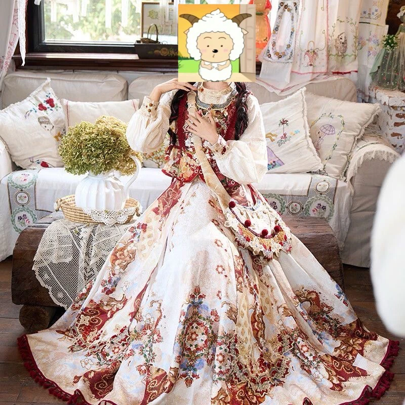 成人秦汉圆领四季通用明制汉服婚纱裙子齐胸洛丽塔复古中国风