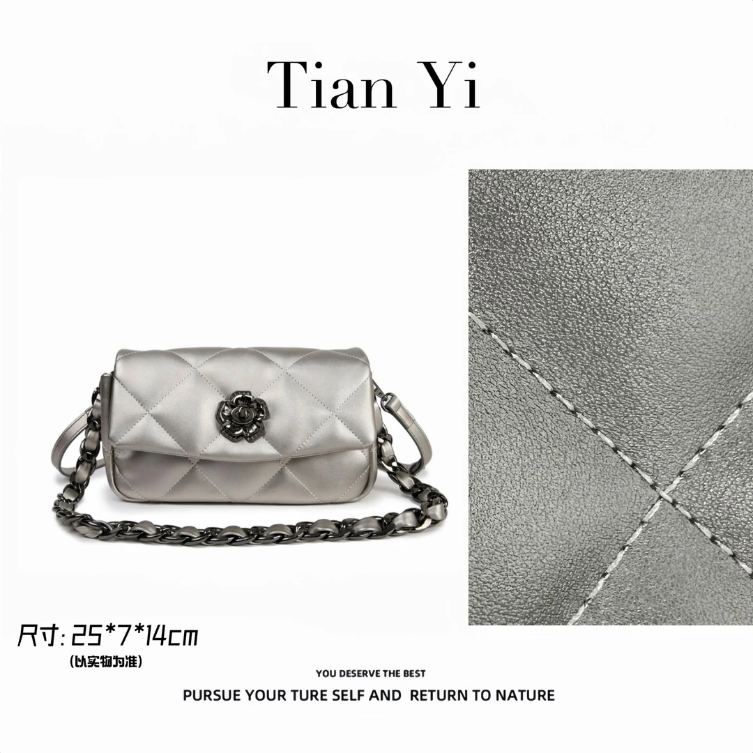 【Tian Yi渠道货】-2025新款轻奢单肩手提斜跨包 枪银 9918