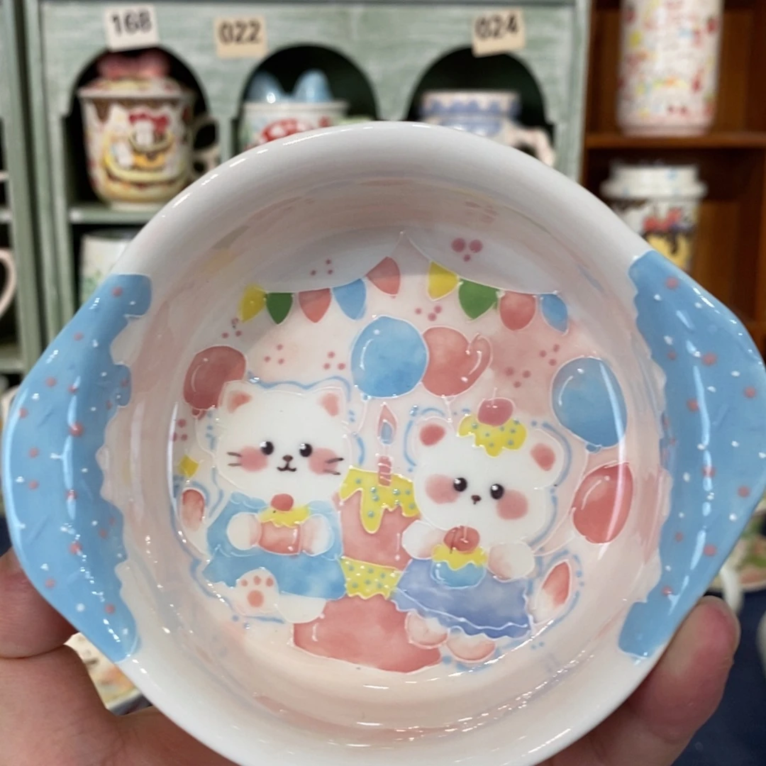 瓷片蛋糕小猫米饭碗
