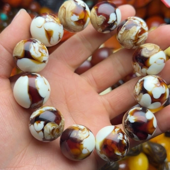 琥珀（花珀）手串未镶嵌蜜蜡