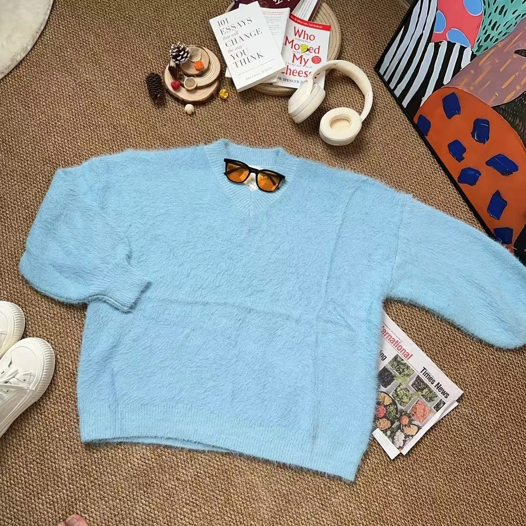 【KK推荐】2024秋冬新款时尚百搭纯色毛衣针织长袖7689