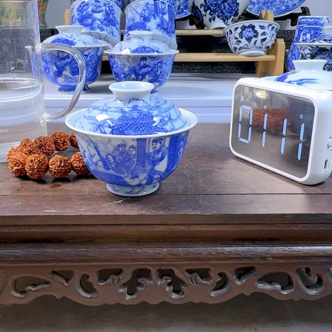 泥塑小**学盖碗手工手绘