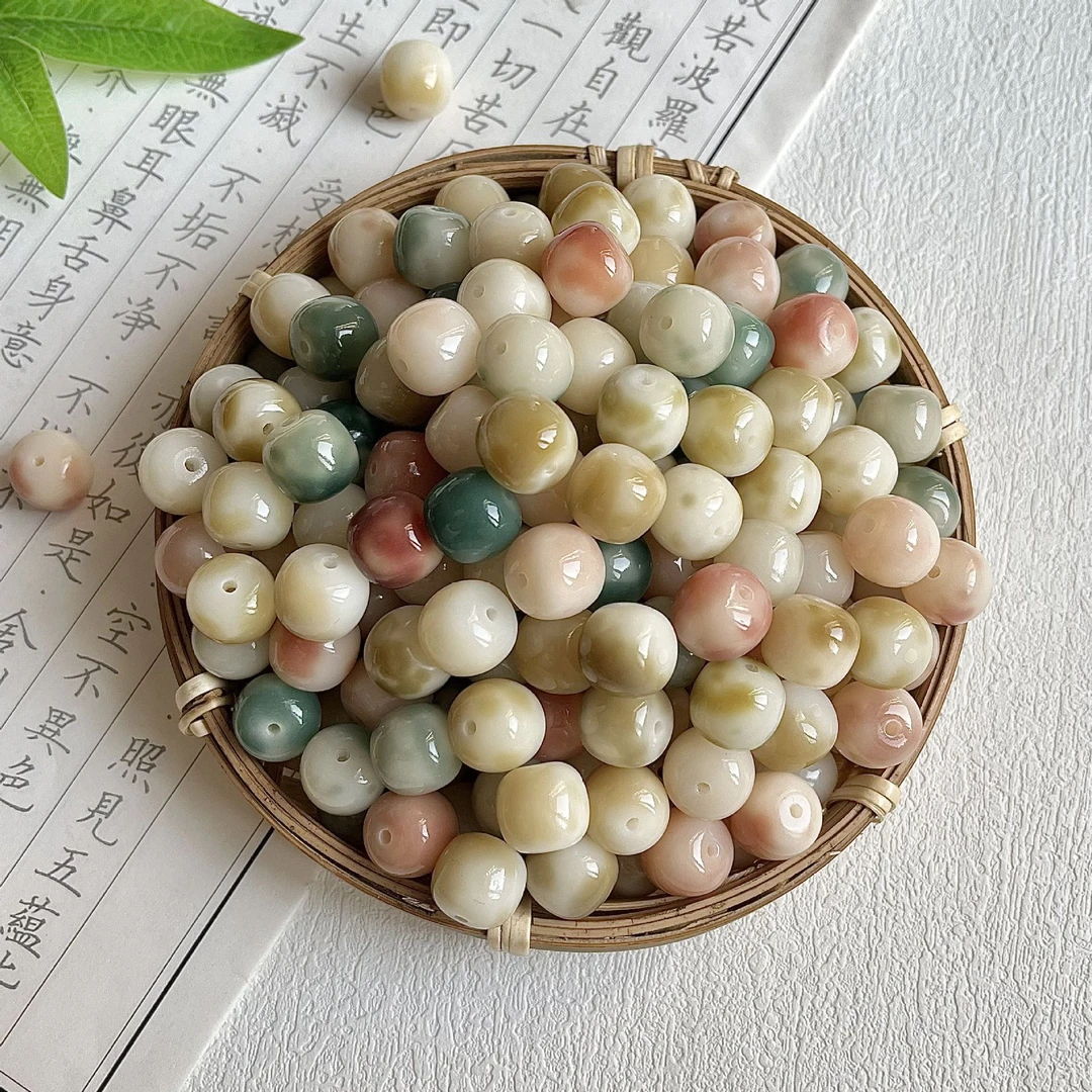【三花果冻】108颗天然花皮菩提散珠12mm桶珠