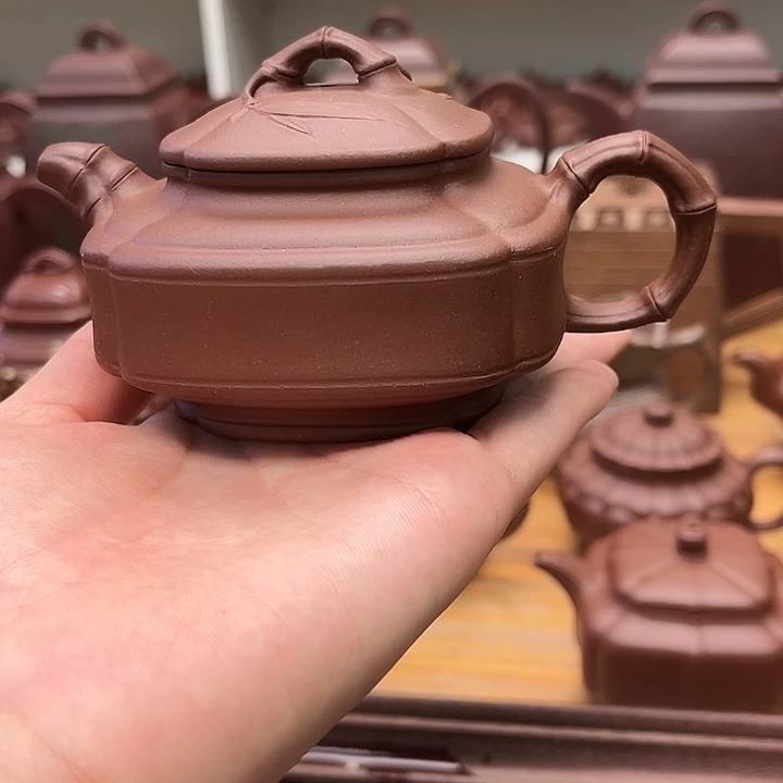 茶壶紫砂四方竹鼓200cc