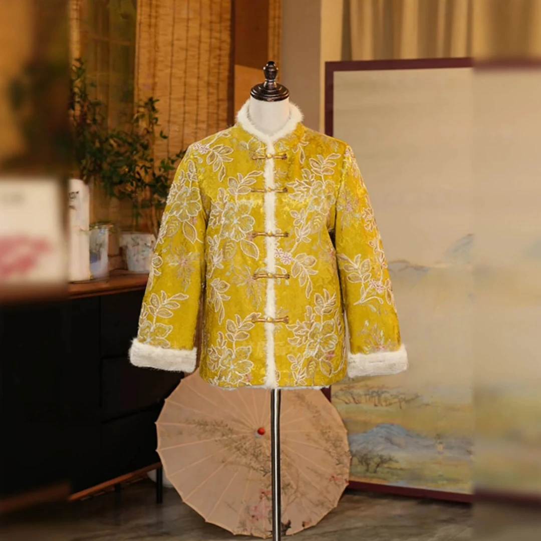 【金鳞】25年冬季新款水貂毛外套香云老料新中式上衣双面穿