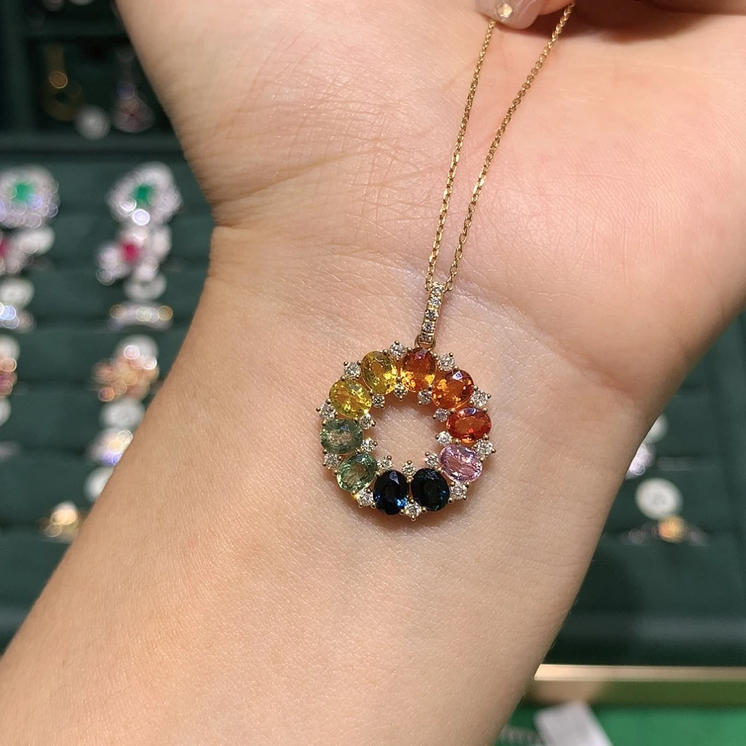 蓝宝石颈饰18K金镶嵌