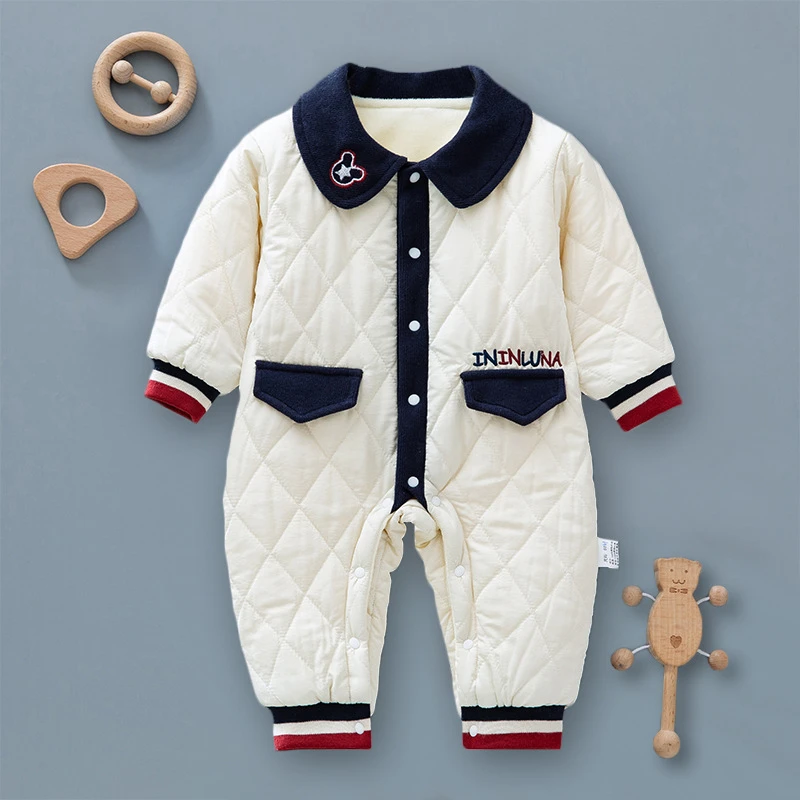 童泰【断码】婴儿连体衣秋冬季男宝宝夹棉长袖哈衣新生宝宝薄棉爬服