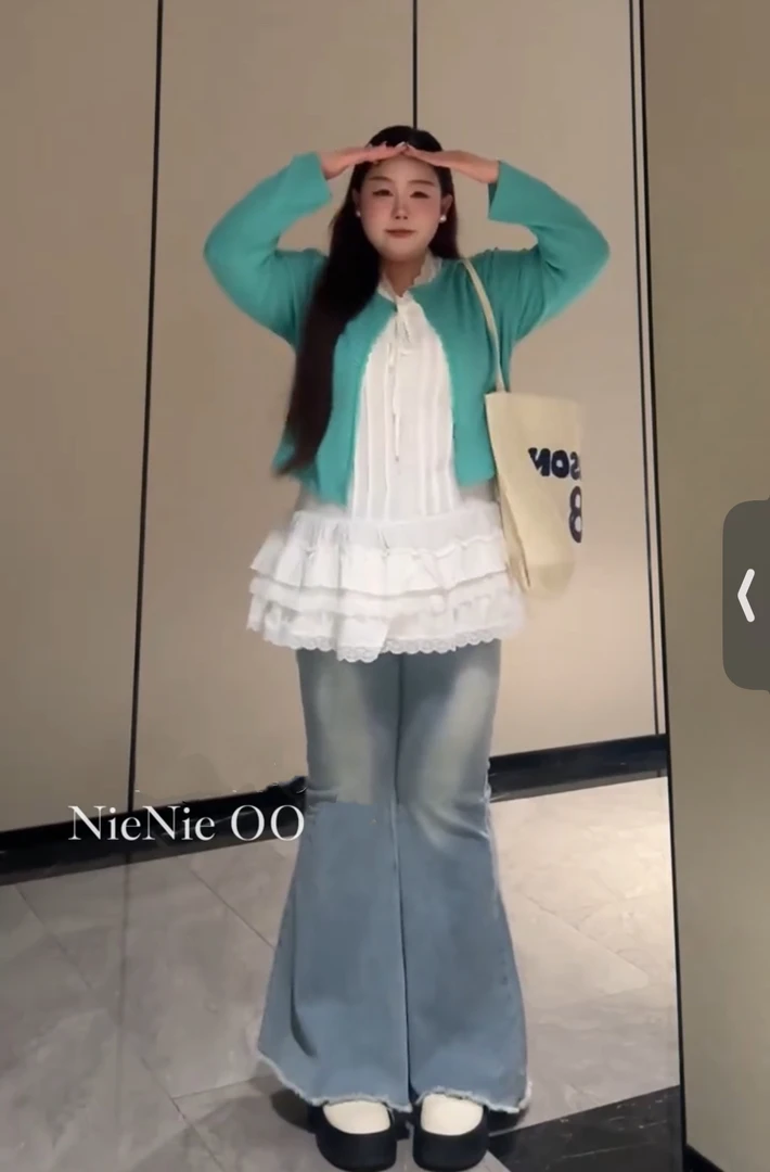 大码少女感背心开衫叠穿两件套