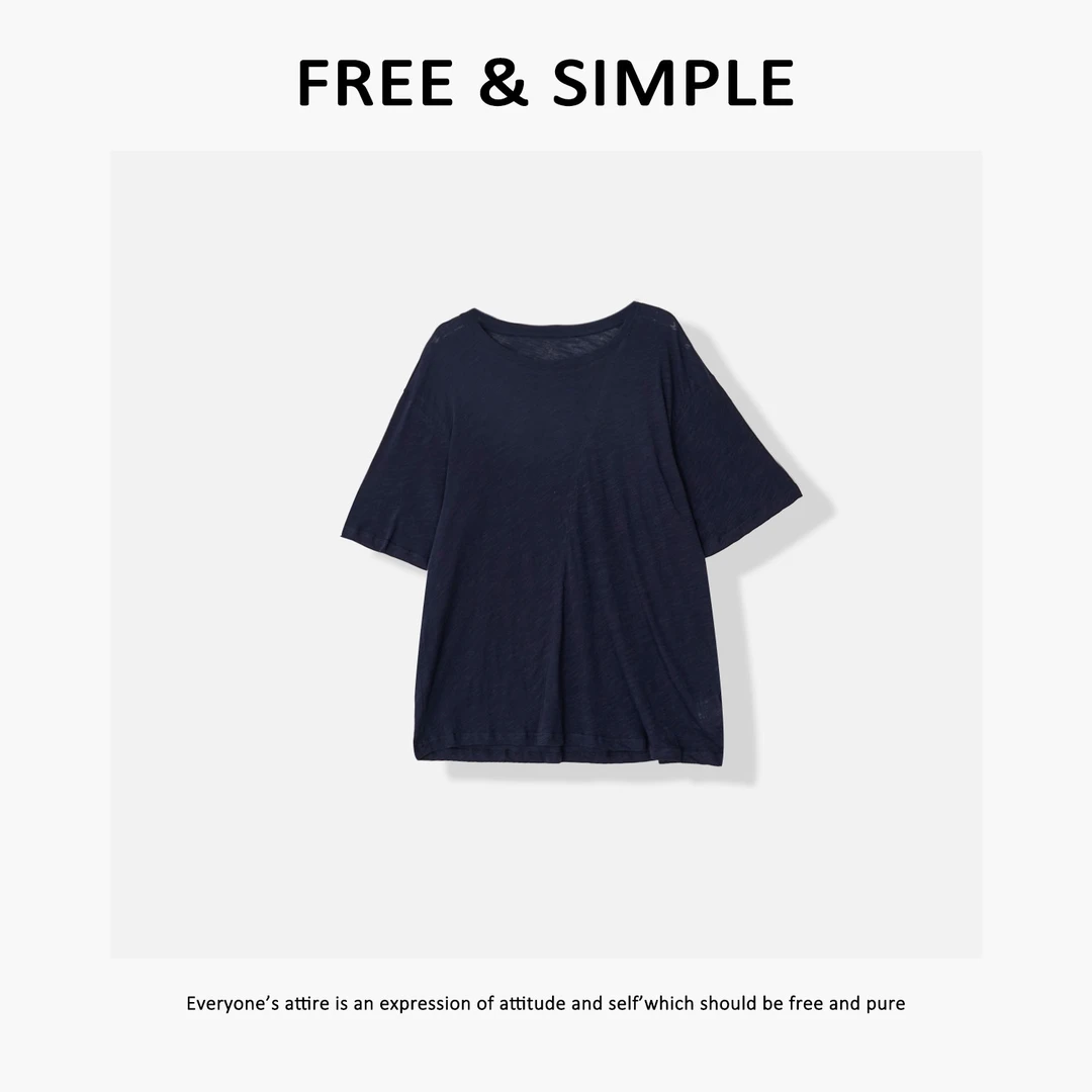 Free&Simple-‘柔软面膜T’极简设计小众休闲慵懒宽松调T恤-80225