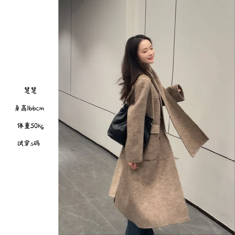 （2510#）设计师时尚百搭气质网红羊毛大衣宽松长款