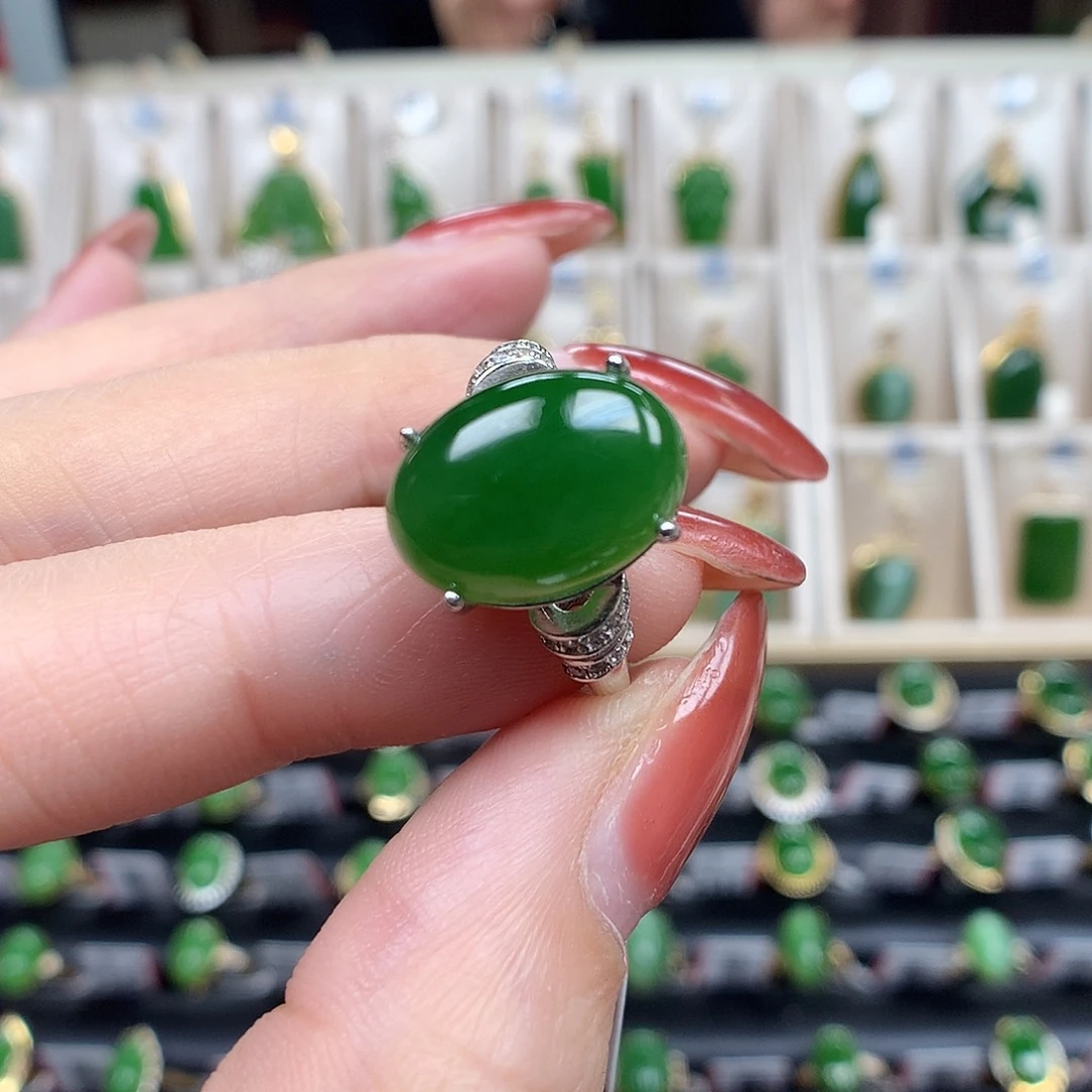 和田玉（碧玉）银S925镶嵌颈饰1014