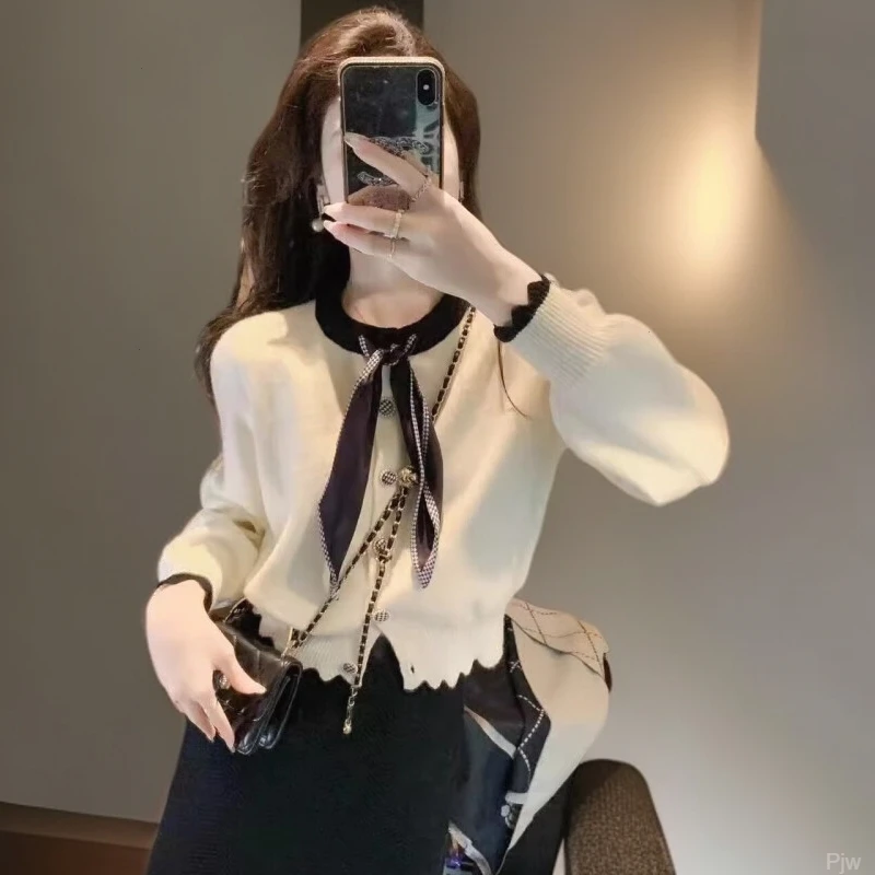 法式小香风短款毛衣外套女2025年秋冬新款显瘦休闲高级感针织开衫