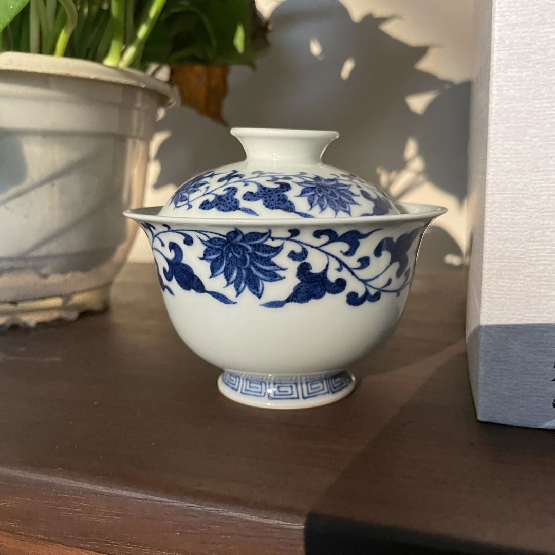 【景德镇陶瓷研究院】 景陶院宝莲纹盖碗 jty88