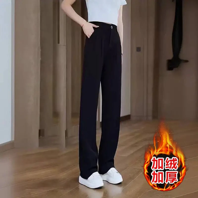 秋冬加绒窄版阔腿裤女2025新款爆款高腰垂感休闲女裤西装西装裤女
