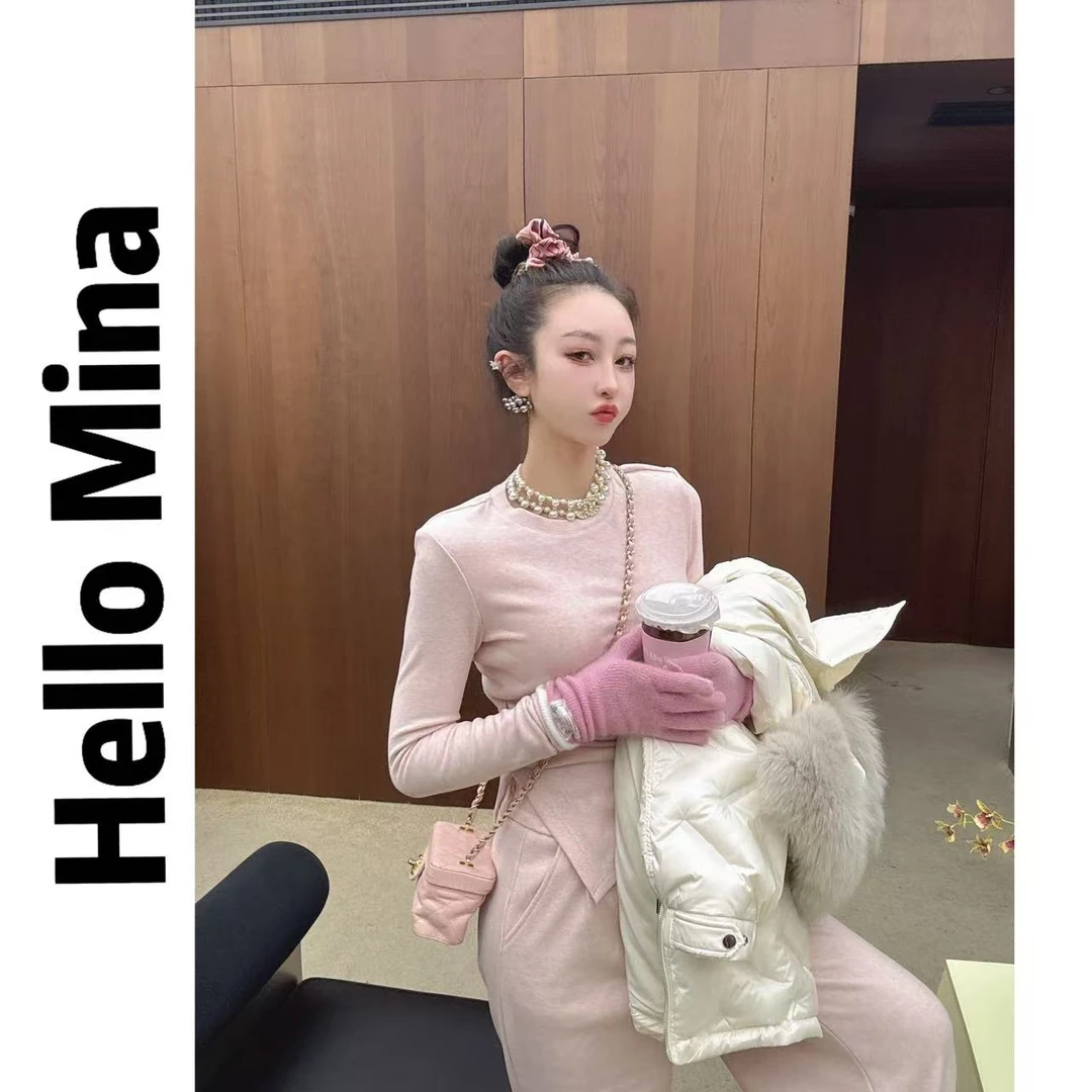 36666韩系侧开叉两件套套装