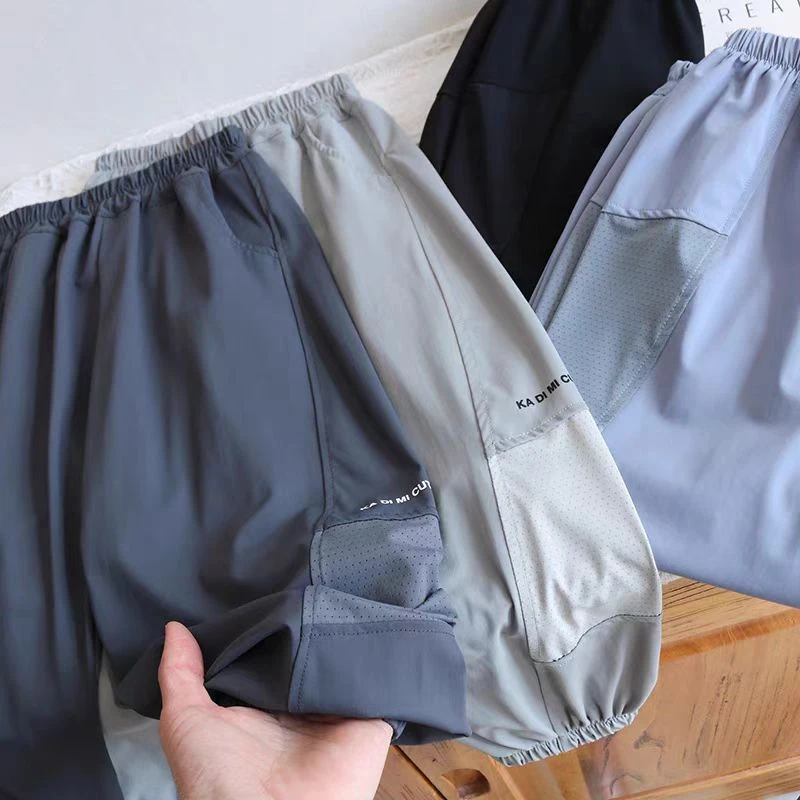 男童防蚊裤夏季儿童时髦拼接裤子宝宝韩版宽松运动裤薄款速干长裤