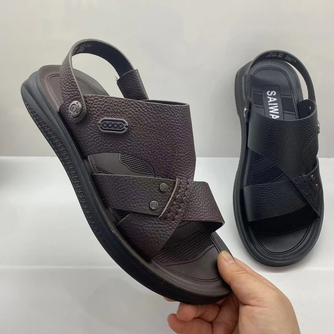 赛7619-32真皮时尚休闲搭扣透气凉鞋男士百搭沙滩鞋拖鞋