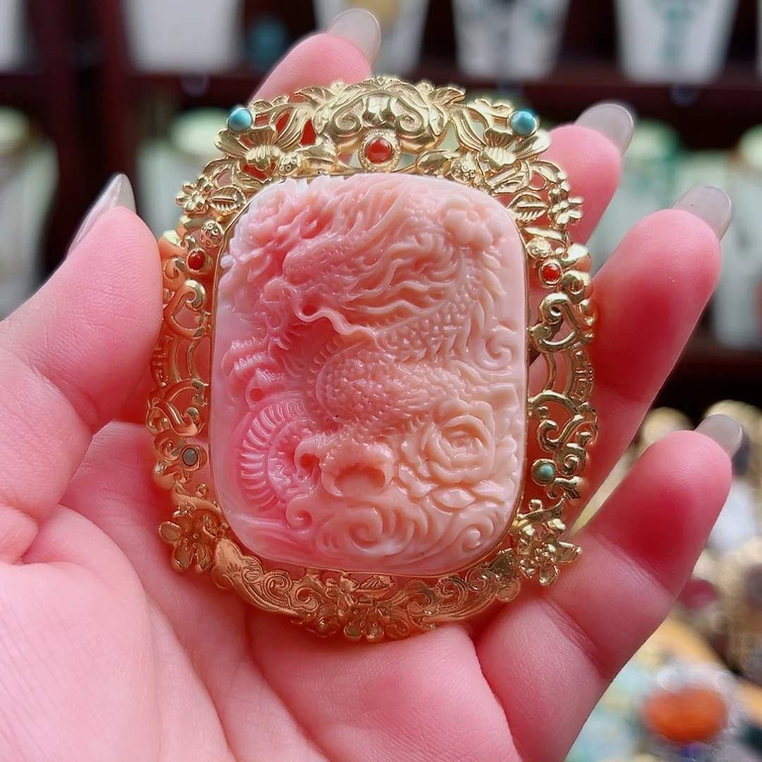 吊坠贝壳银S925镶嵌国风