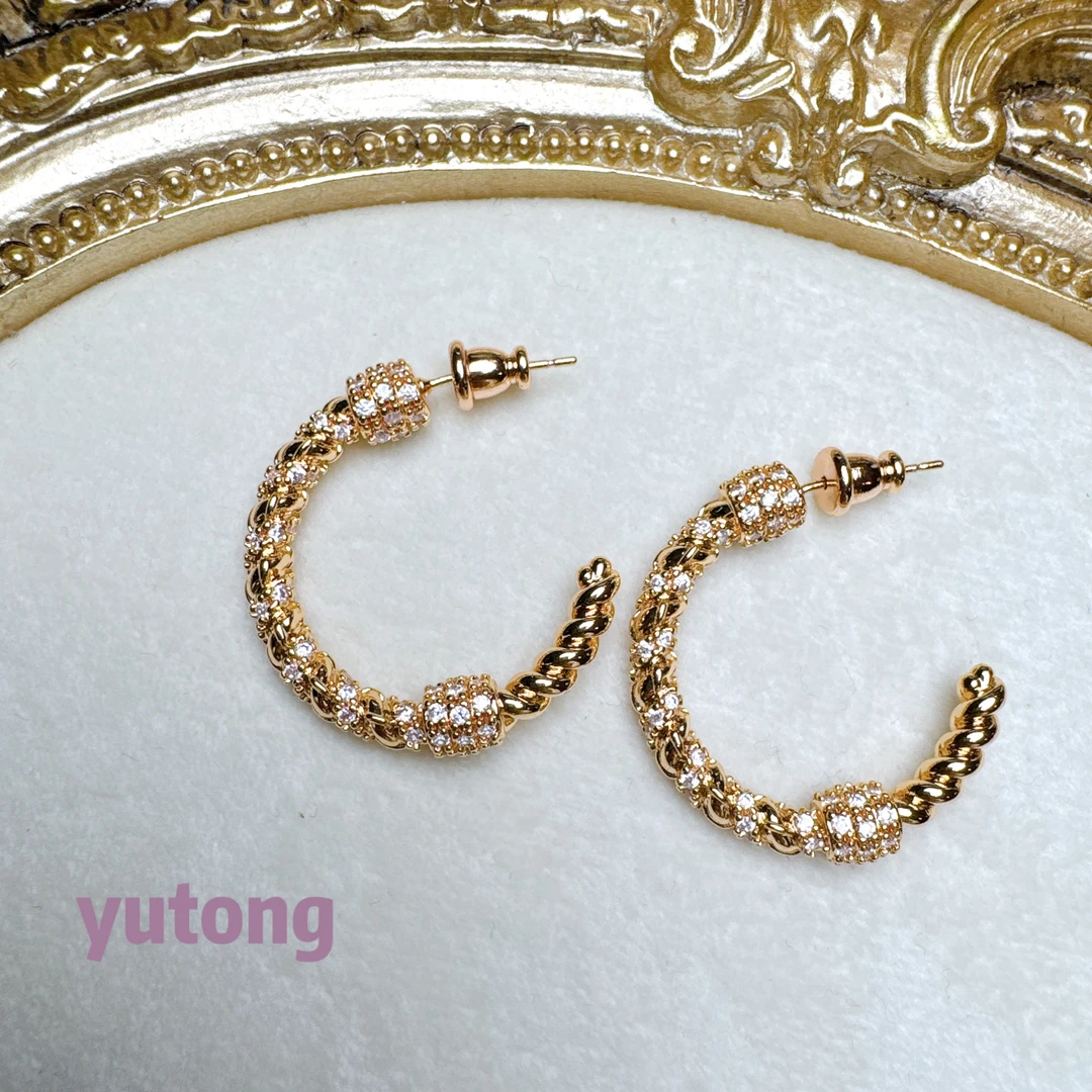 铜合金锆石耳饰 【雨桐高奢饰品】耳环CC00721#2