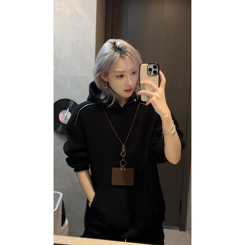 重磅连帽拉链卫衣男款秋冬上衣美式复古外套高级感痞帅学院风上衣