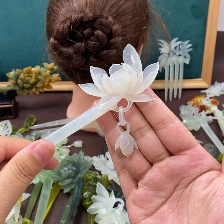 蛇纹石玉发饰未镶嵌蔚*