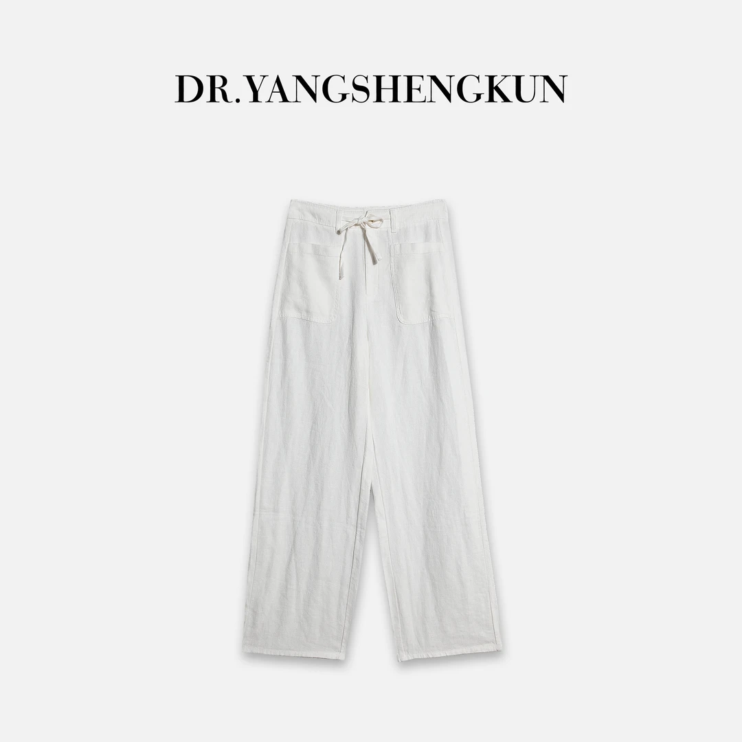 DR杨圣坤女士新品高腰显瘦直筒裤文艺亚麻休闲裤L2552217