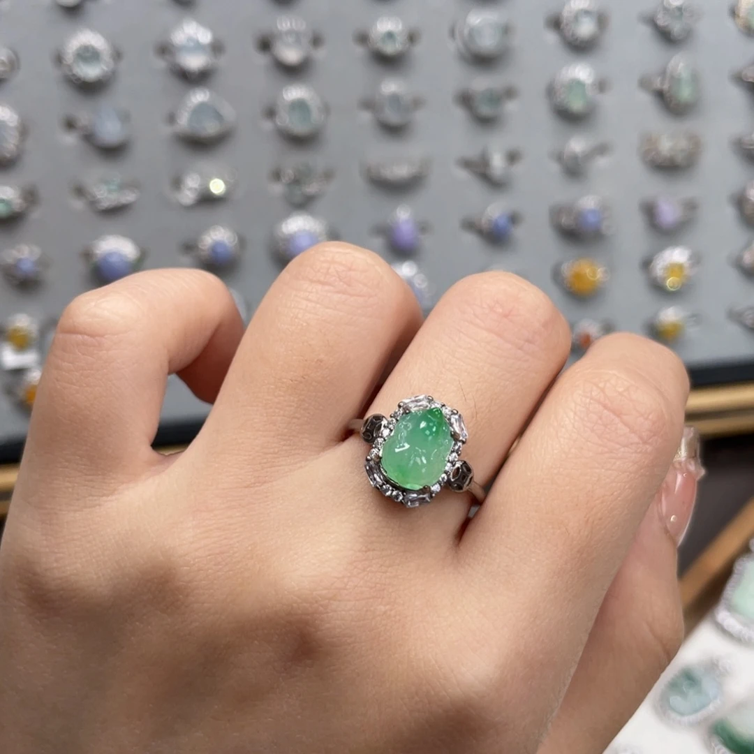 翡翠银S925镶嵌戒指