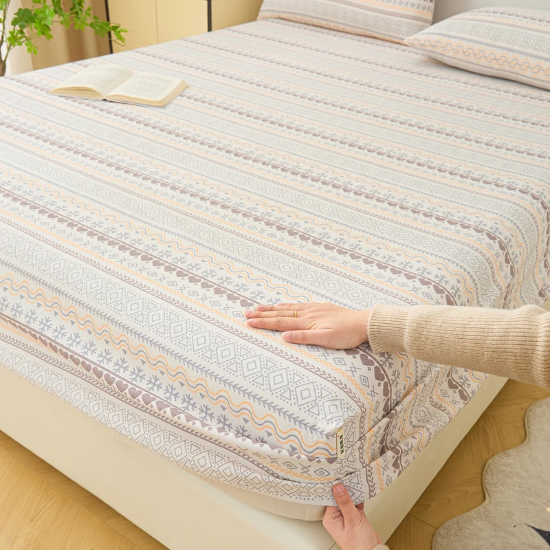 100%老粗布床笠防滑防尘床笠榻榻米凉席席梦思保护套不跑床不滑床