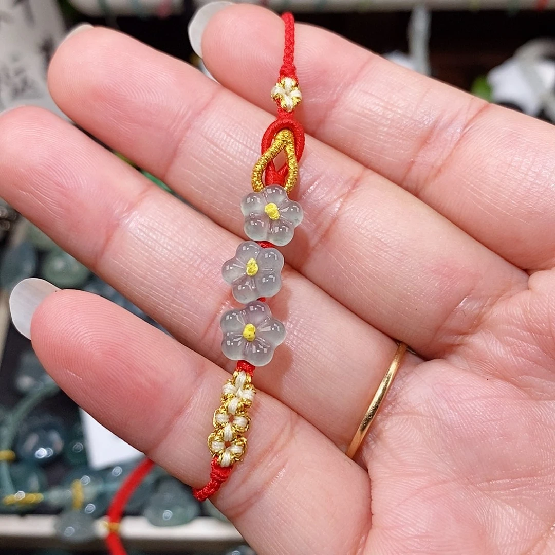 颈饰未镶嵌翡翠三花手绳15