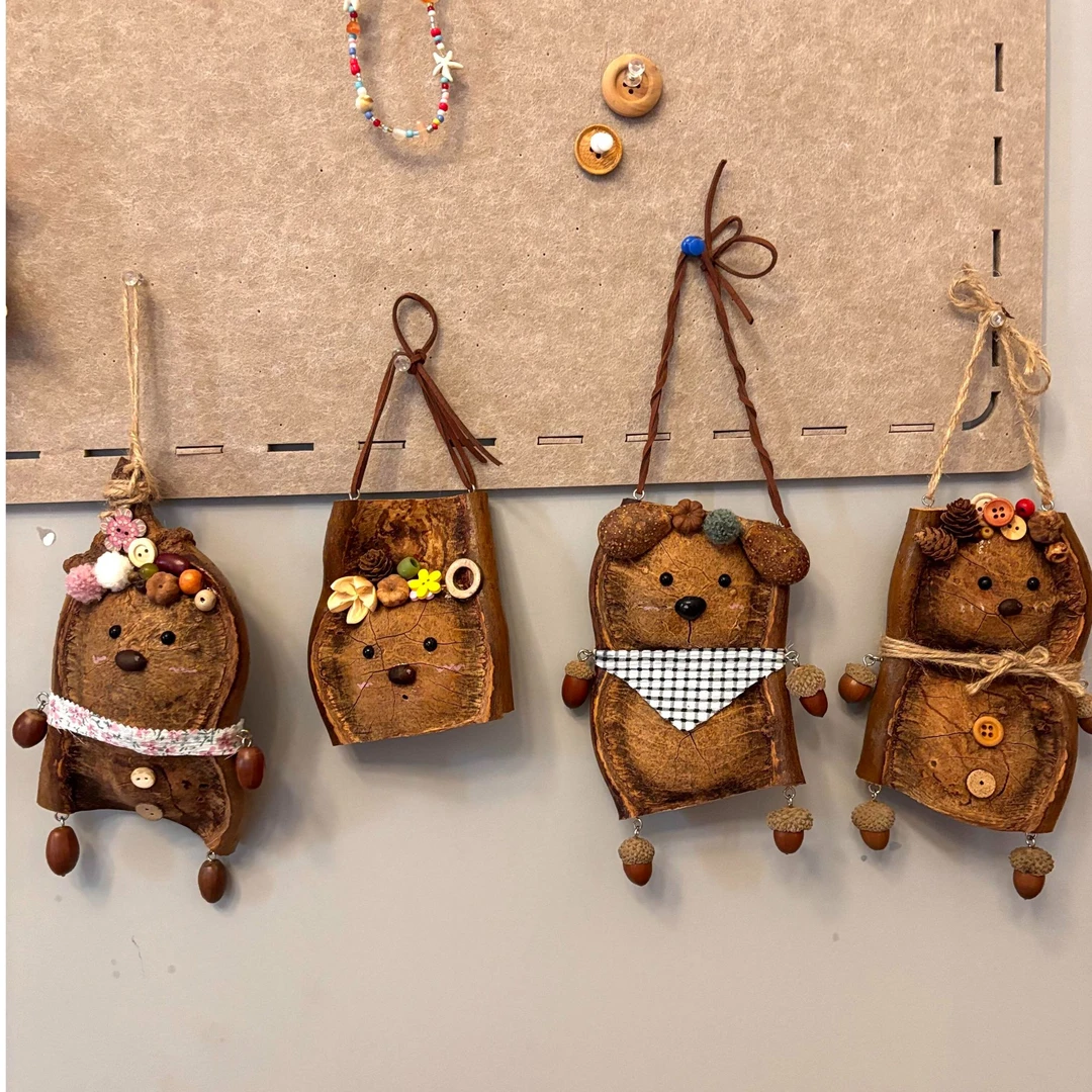 【视频款】榼藤豆荚手工diy植物钥匙扣挂件可爱丑萌复古送朋友礼物