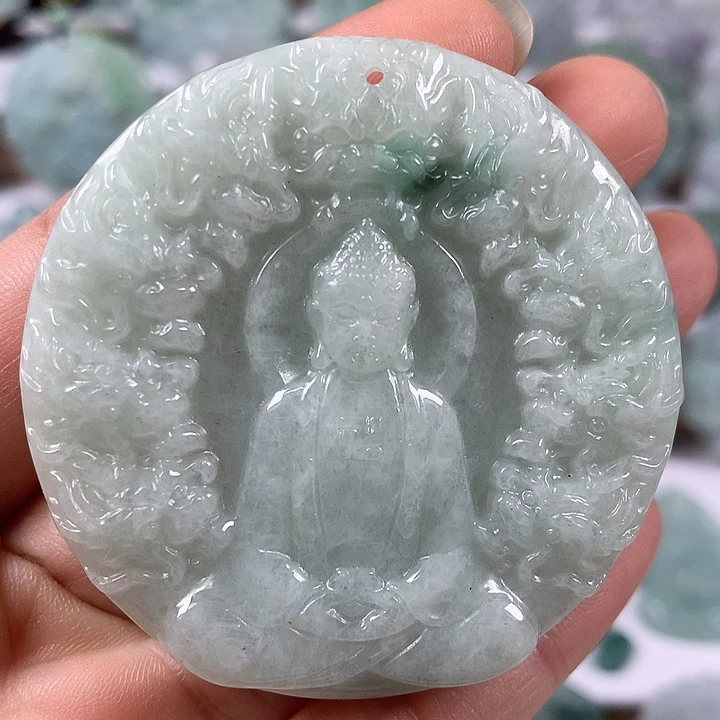 翡翠未镶嵌颈饰九龙大日如来两面工艺福利