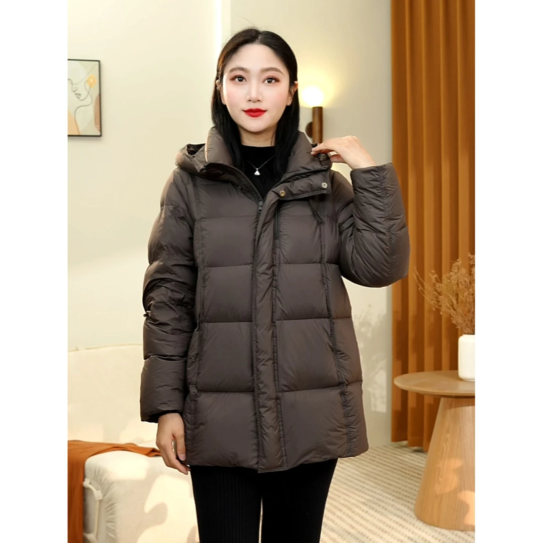 【小英专属】新国标90白鸭绒羽绒服女2025冬季新款宽松中长款加厚