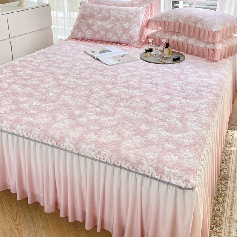 水星家纺适用法式高档床裙冰丝凉席夏天空调席床罩软席子可机水洗